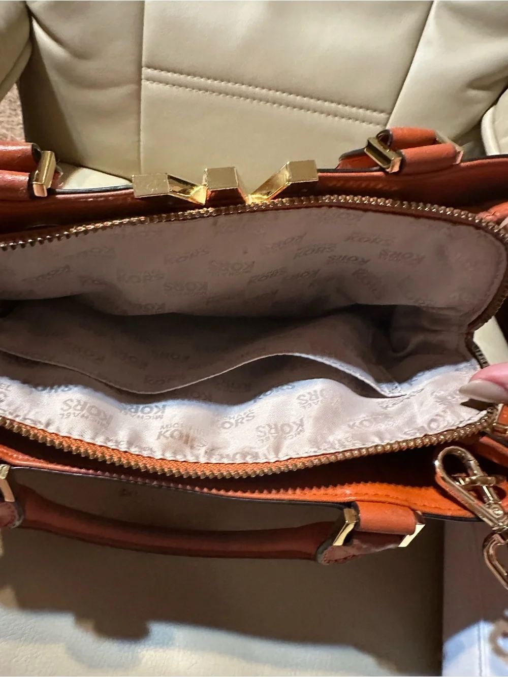 Michael Kors Orange Leather Top-Handle Satchel